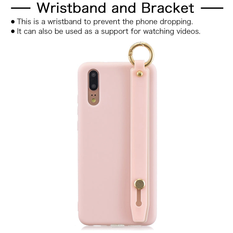 Shockproof Solid Color TPU Case with Wristband For Huawei P20 Pro