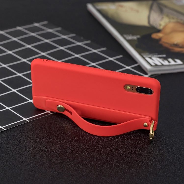Shockproof Solid Color TPU Case with Wristband For Huawei P20 Pro