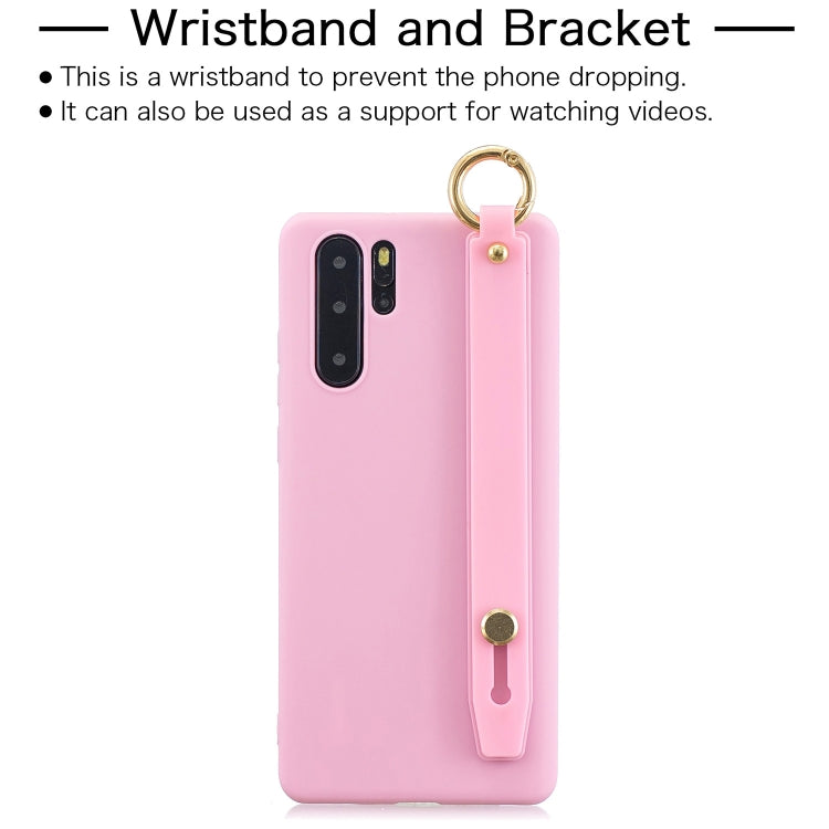Shockproof Solid Color TPU Case with Wristband For Huawei P30 Pro