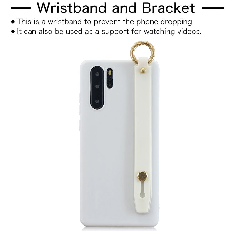 Shockproof Solid Color TPU Case with Wristband For Huawei P30 Pro