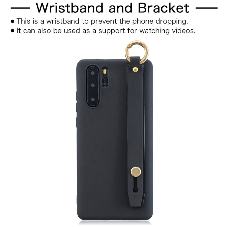 Shockproof Solid Color TPU Case with Wristband For Huawei P30 Pro