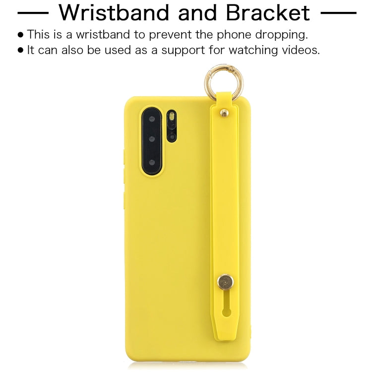 Shockproof Solid Color TPU Case with Wristband For Huawei P30 Pro