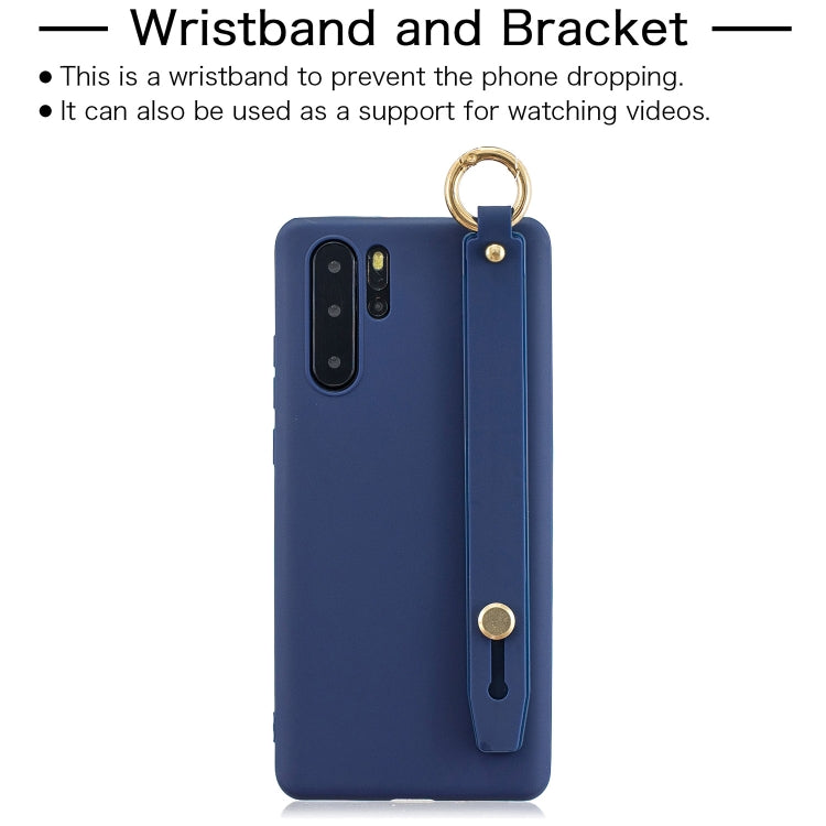 Shockproof Solid Color TPU Case with Wristband For Huawei P30 Pro