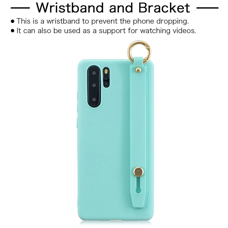 Shockproof Solid Color TPU Case with Wristband For Huawei P30 Pro