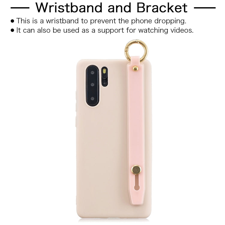 Shockproof Solid Color TPU Case with Wristband For Huawei P30 Pro