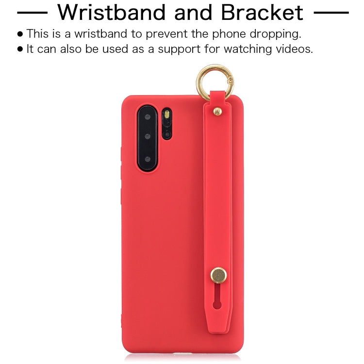 Shockproof Solid Color TPU Case with Wristband For Huawei P30 Pro