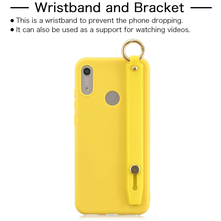 Shockproof Solid Color TPU Case with Wristband For Huawei P30 Lite