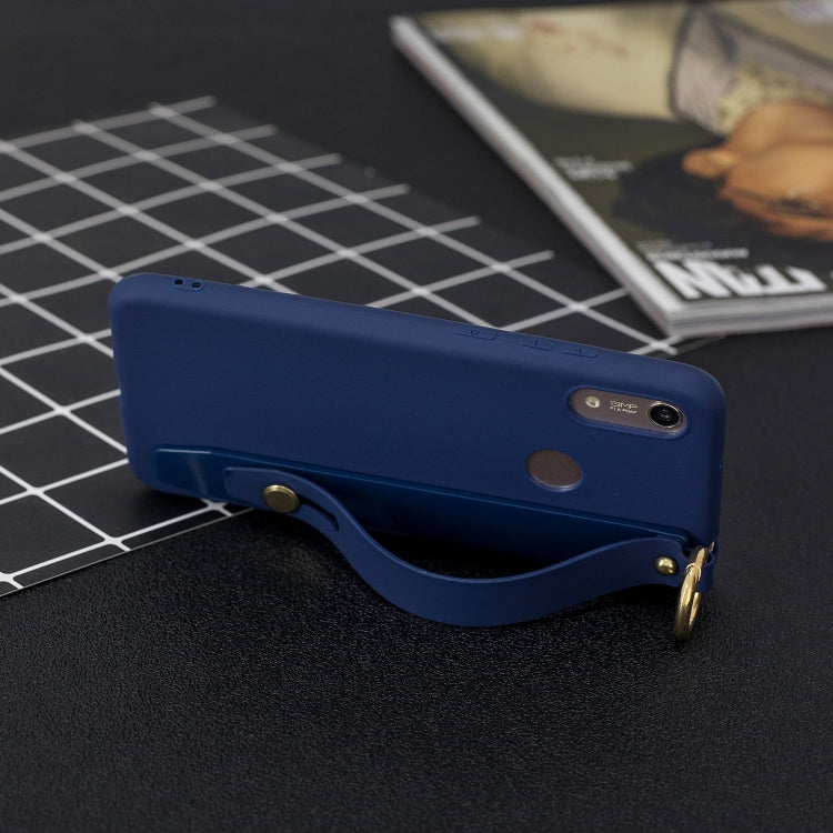 Shockproof Solid Color TPU Case with Wristband For Huawei P30 Lite