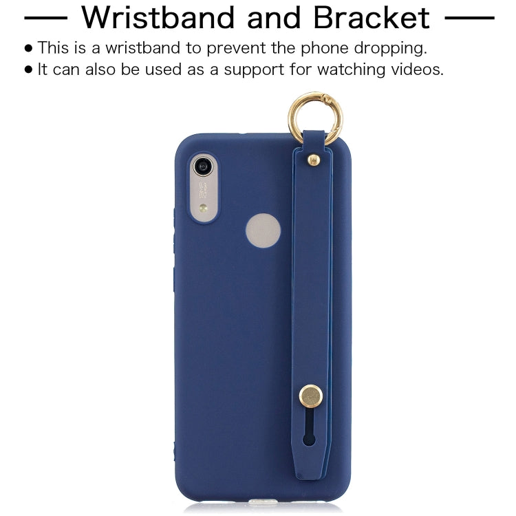 Shockproof Solid Color TPU Case with Wristband For Huawei P30 Lite