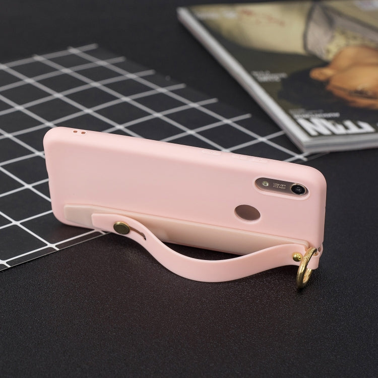 Shockproof Solid Color TPU Case with Wristband For Huawei P30 Lite