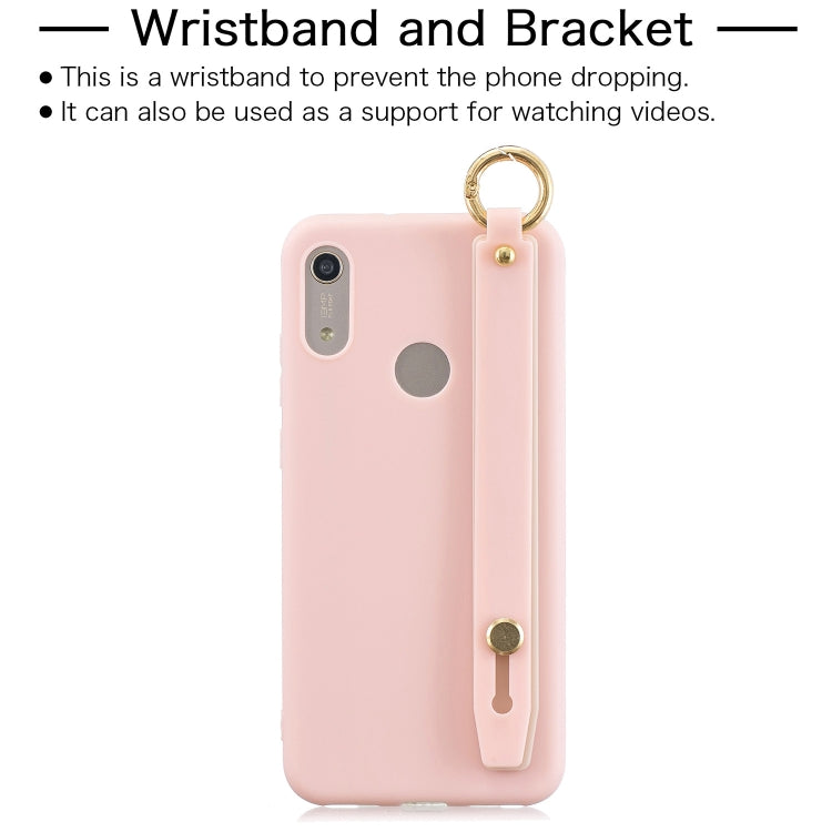 Shockproof Solid Color TPU Case with Wristband For Huawei P30 Lite