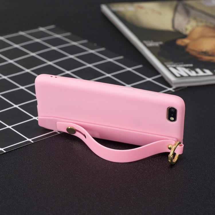 Shockproof Solid Color TPU Case with Wristband For Huawei Y5 Prime (2018)