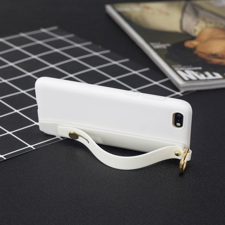 Shockproof Solid Color TPU Case with Wristband For Huawei Y5 Prime (2018)