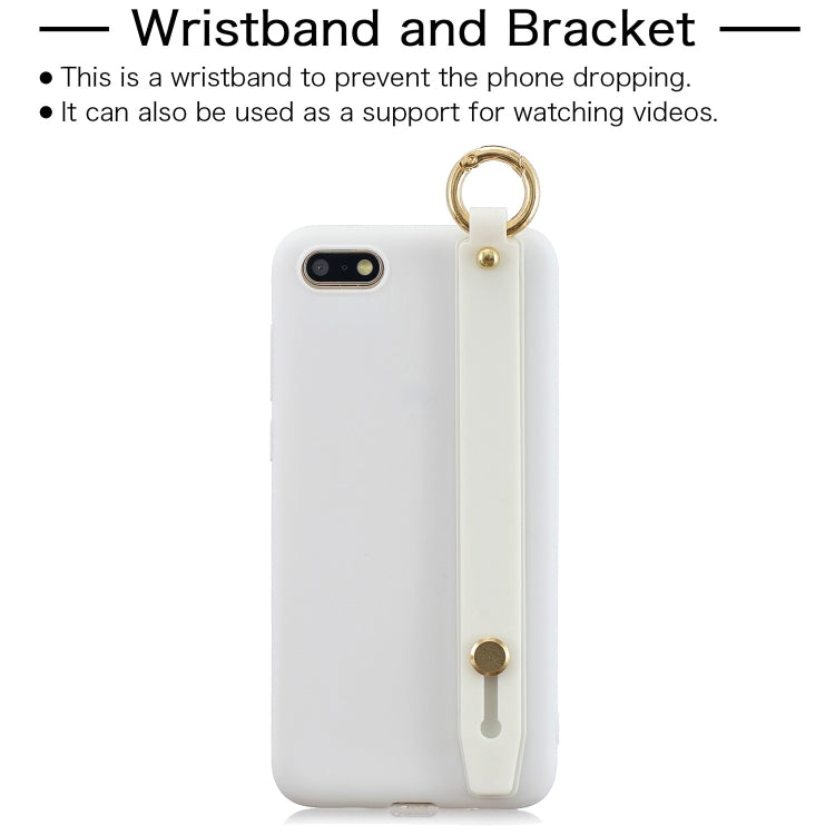 Shockproof Solid Color TPU Case with Wristband For Huawei Y5 Prime (2018)