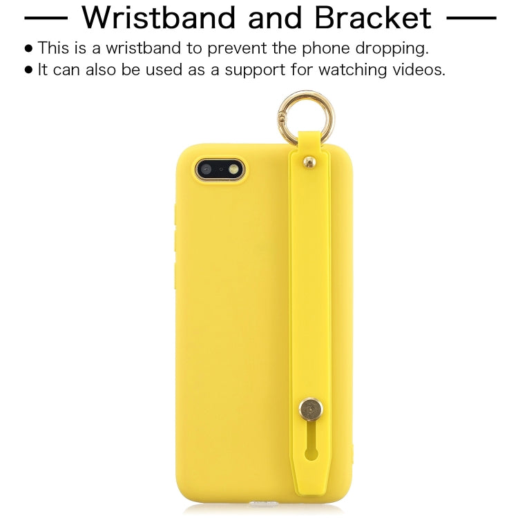 Shockproof Solid Color TPU Case with Wristband For Huawei Y5 Prime (2018)