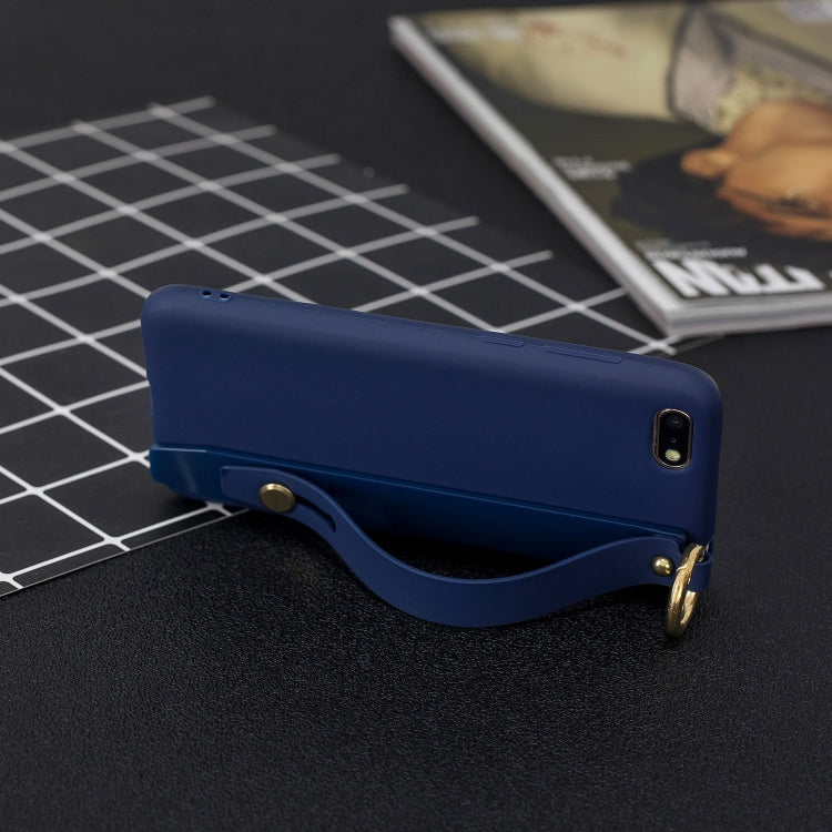 Shockproof Solid Color TPU Case with Wristband For Huawei Y5 Prime (2018)