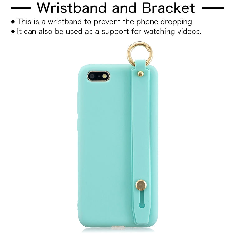 Shockproof Solid Color TPU Case with Wristband For Huawei Y5 Prime (2018)
