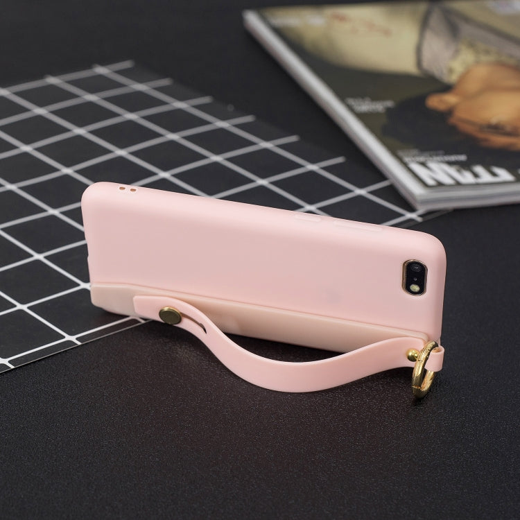Shockproof Solid Color TPU Case with Wristband For Huawei Y5 Prime (2018)
