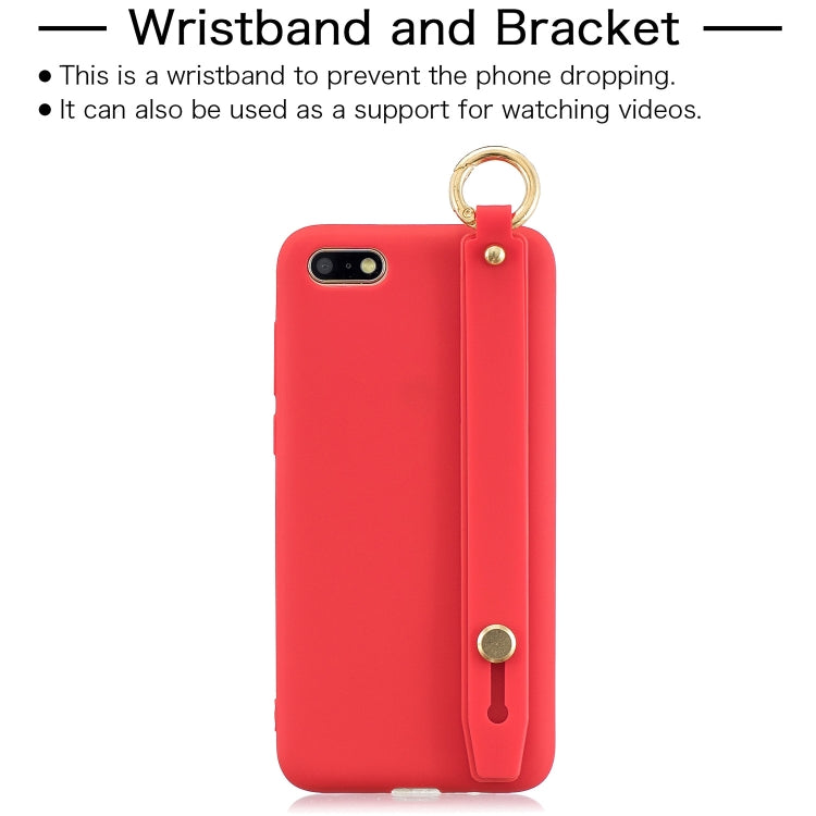Shockproof Solid Color TPU Case with Wristband For Huawei Y5 Prime (2018)
