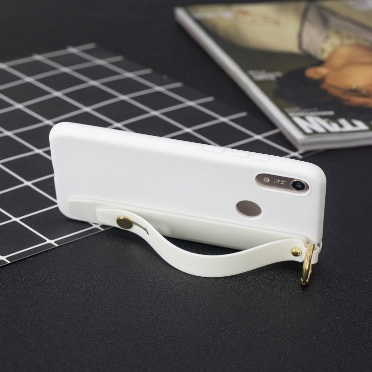 Shockproof Solid Color TPU Case with Wristband For Huawei Y6 (2019)