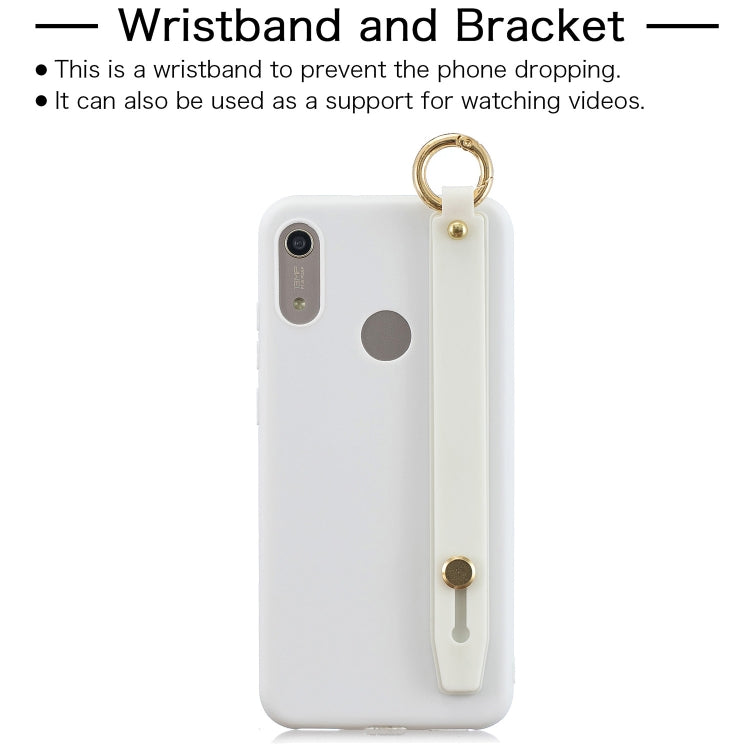 Shockproof Solid Color TPU Case with Wristband For Huawei Y6 (2019)