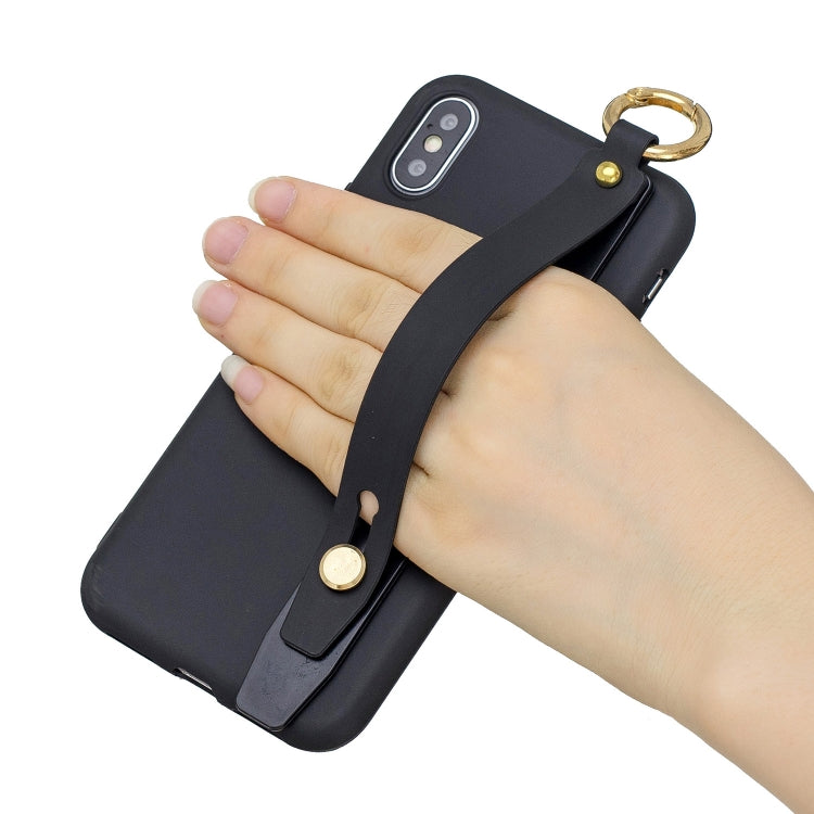 Shockproof Solid Color TPU Case with Wristband For Huawei Y6 (2019)