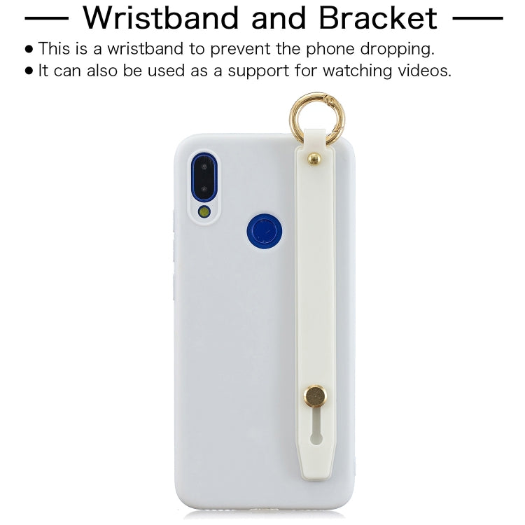 Shockproof Solid Color TPU Case with Wristband For Huawei Y7 (2019)