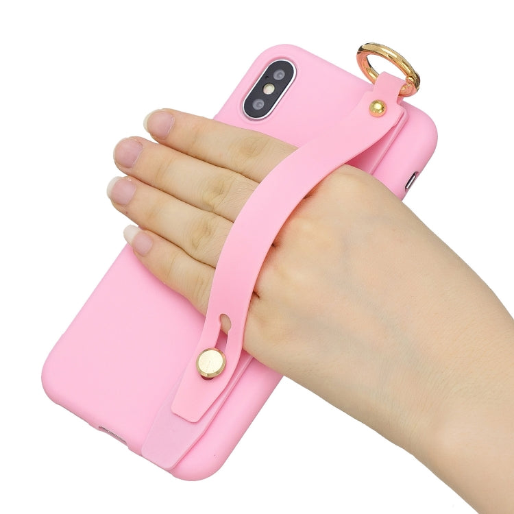 Shockproof Solid Color TPU Case with Wristband For Huawei Y9 (2018)