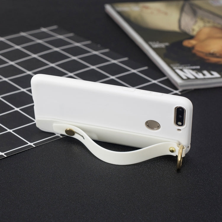 Shockproof Solid Color TPU Case with Wristband For Huawei Y9 (2018)