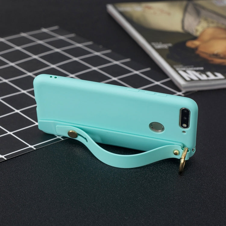 Shockproof Solid Color TPU Case with Wristband For Huawei Y9 (2018)