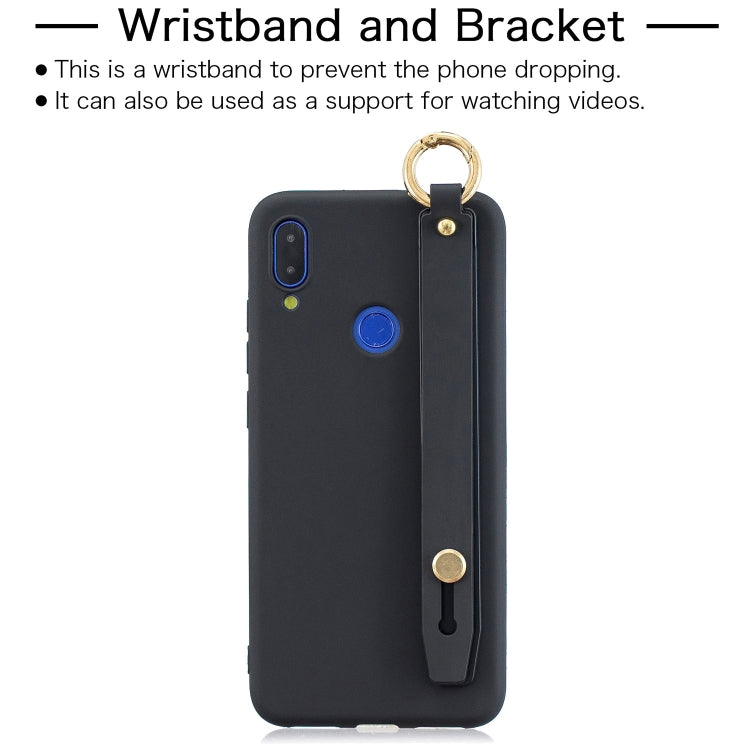Shockproof Solid Color TPU Case with Wristband For Huawei Y9 (2019)