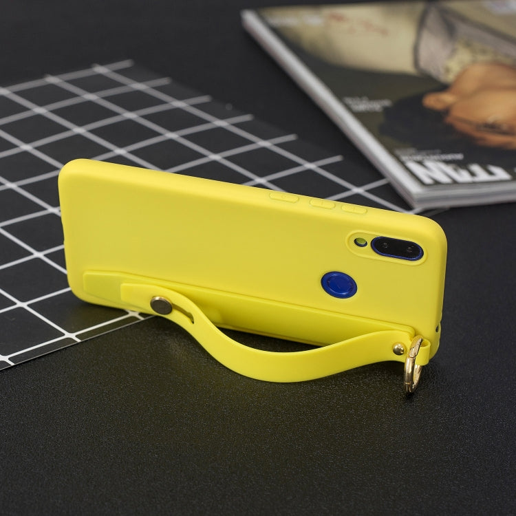 Shockproof Solid Color TPU Case with Wristband For Huawei Y9 (2019)