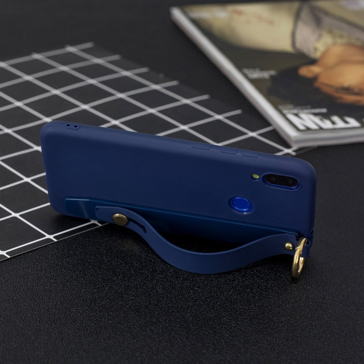 Shockproof Solid Color TPU Case with Wristband For Huawei Y9 (2019)