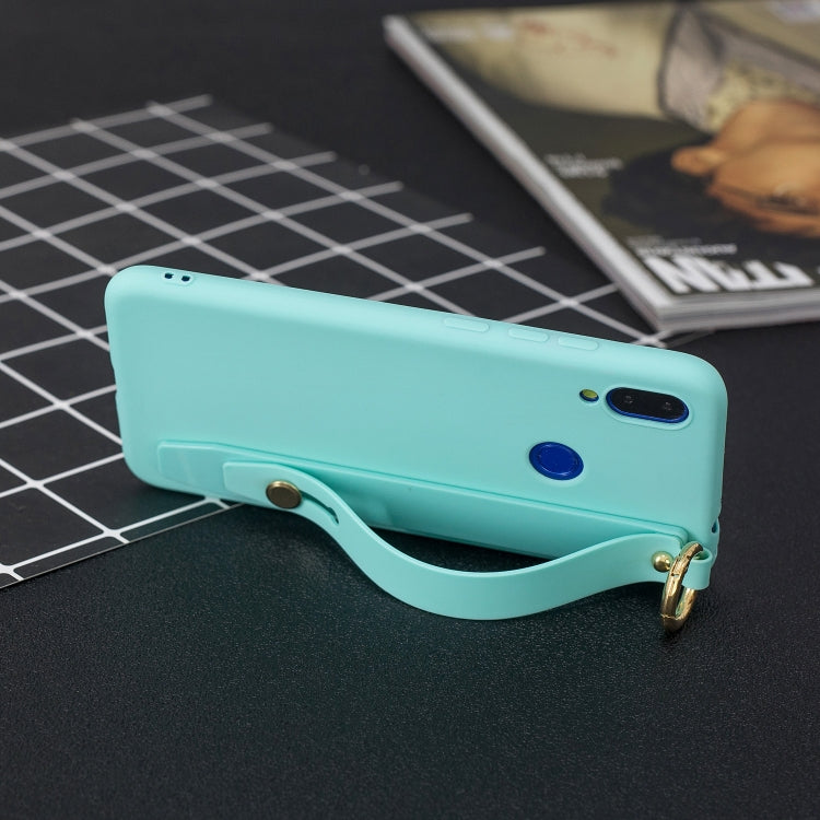 Shockproof Solid Color TPU Case with Wristband For Huawei Y9 (2019)