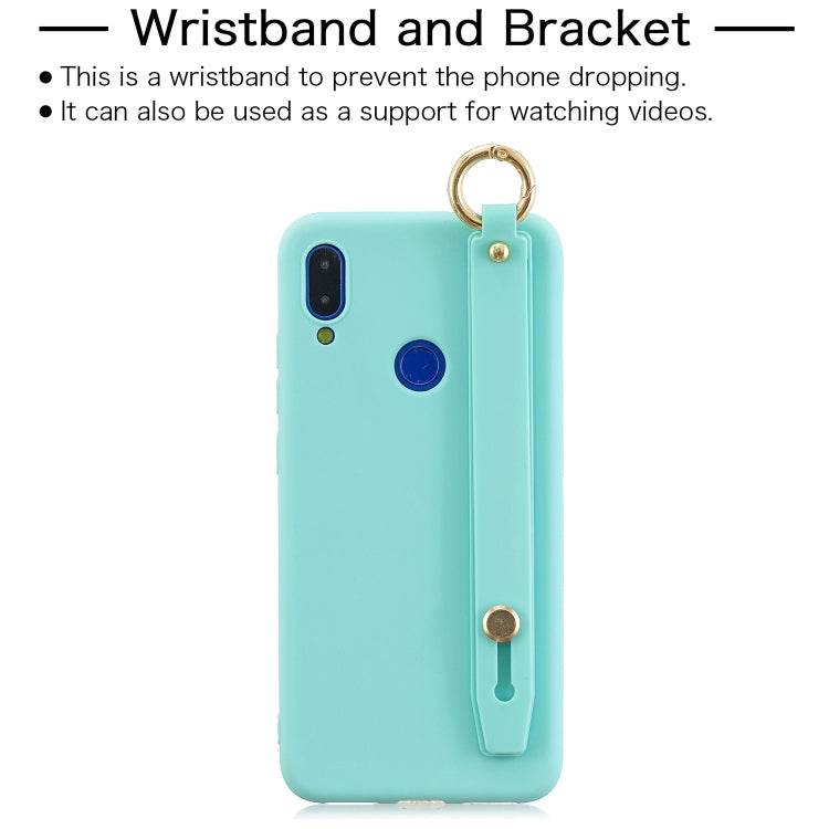 Shockproof Solid Color TPU Case with Wristband For Huawei Y9 (2019)