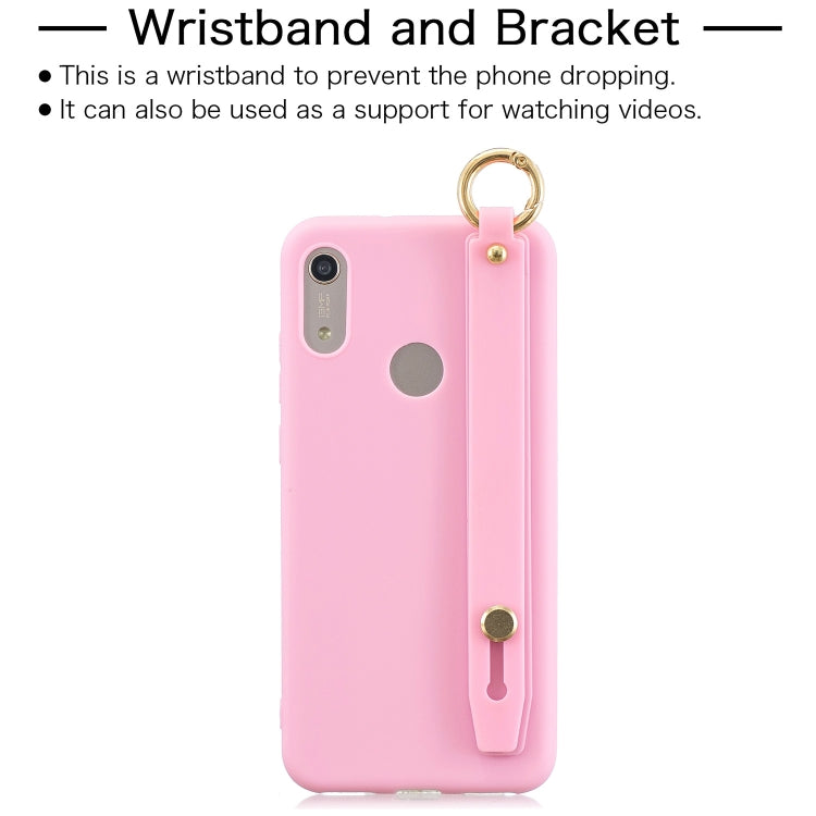 Shockproof Solid Color TPU Case with Wristband For Huawei Honor 8X