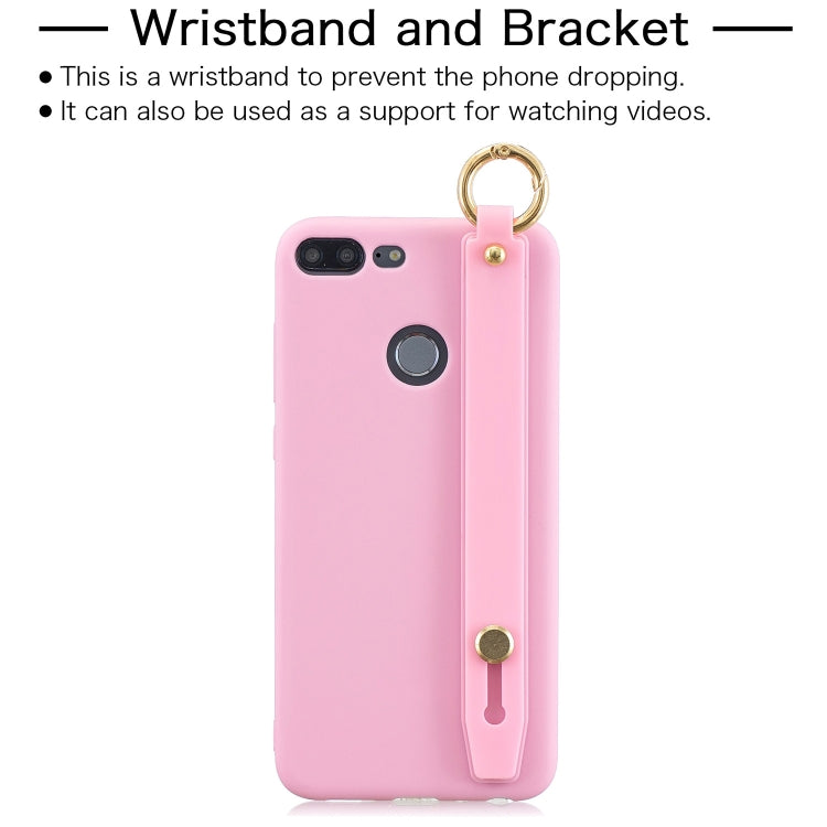 Shockproof Solid Color TPU Case with Wristband For Huawei Honor 9 Lite
