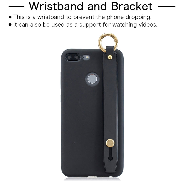 Shockproof Solid Color TPU Case with Wristband For Huawei Honor 9 Lite