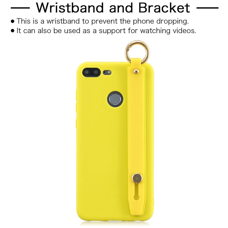 Shockproof Solid Color TPU Case with Wristband For Huawei Honor 9 Lite