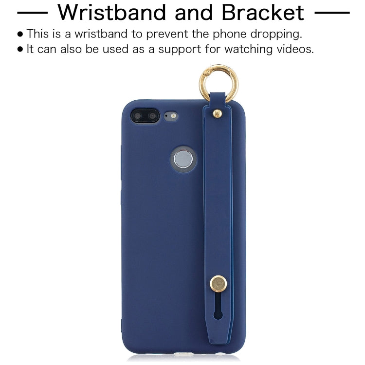 Shockproof Solid Color TPU Case with Wristband For Huawei Honor 9 Lite