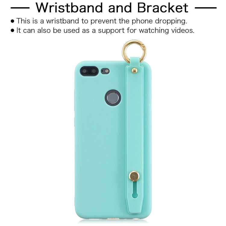 Shockproof Solid Color TPU Case with Wristband For Huawei Honor 9 Lite