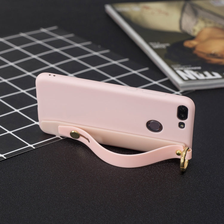 Shockproof Solid Color TPU Case with Wristband For Huawei Honor 9 Lite