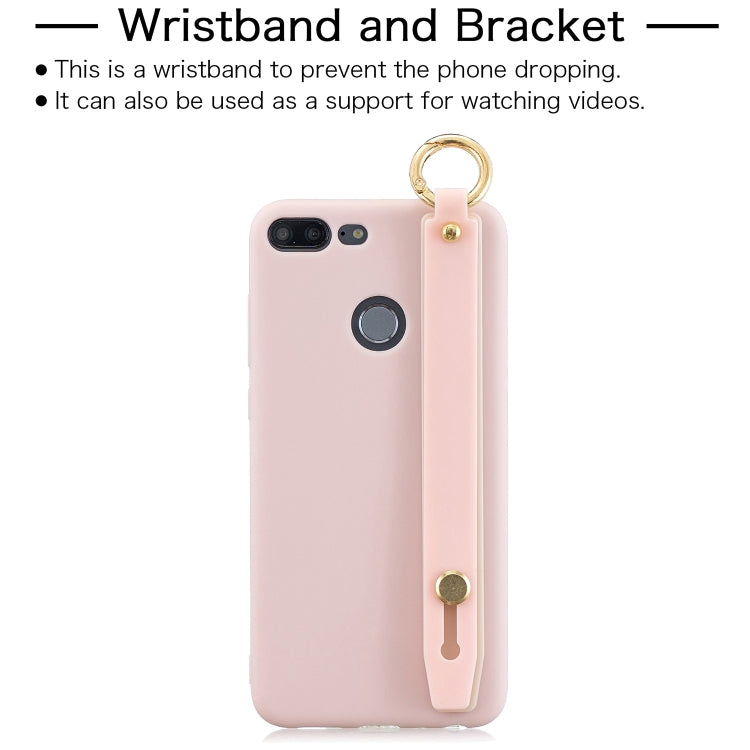 Shockproof Solid Color TPU Case with Wristband For Huawei Honor 9 Lite