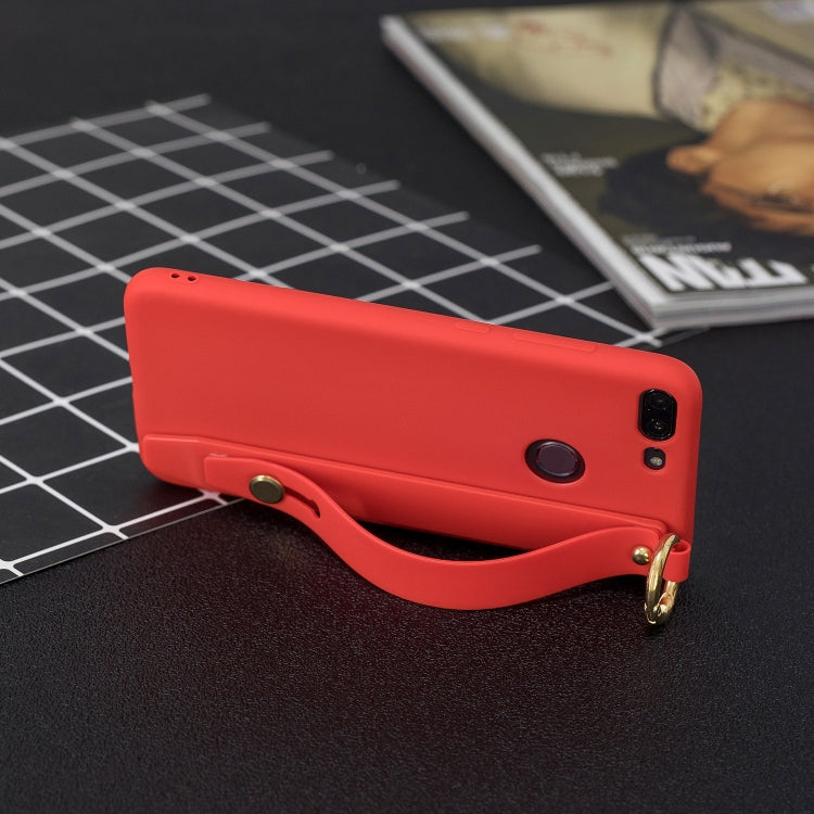 Shockproof Solid Color TPU Case with Wristband For Huawei Honor 9 Lite