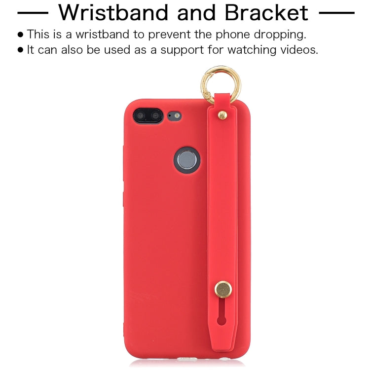 Shockproof Solid Color TPU Case with Wristband For Huawei Honor 9 Lite