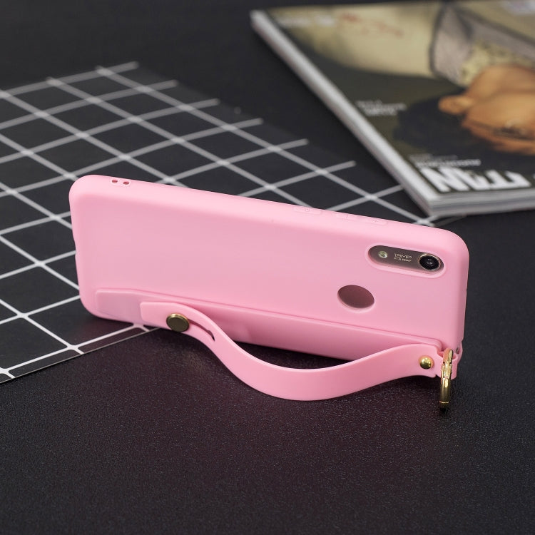 Shockproof Solid Color TPU Case with Wristband For Huawei Enjoy 9s