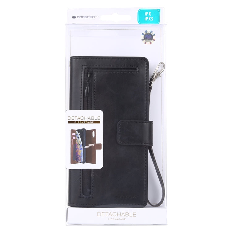 For iPhone X / XS GOOSPERY DETACHABLE DIARY Horizontal Flip Leather Case with Holder & Card Slots & Zipper & Wallet