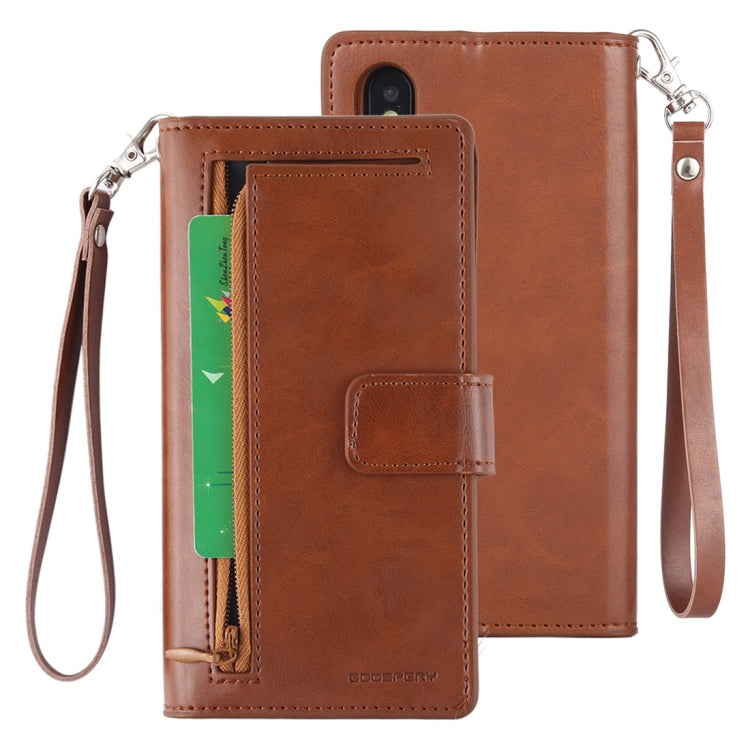For iPhone X / XS GOOSPERY DETACHABLE DIARY Horizontal Flip Leather Case with Holder & Card Slots & Zipper & Wallet