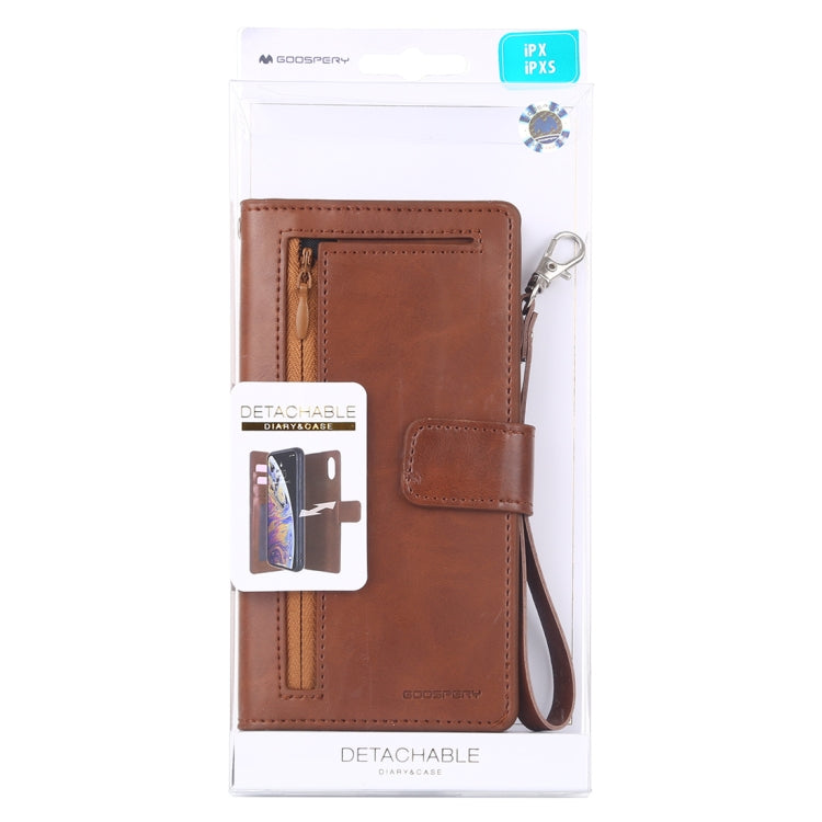 For iPhone X / XS GOOSPERY DETACHABLE DIARY Horizontal Flip Leather Case with Holder & Card Slots & Zipper & Wallet