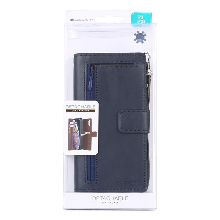 For iPhone X / XS GOOSPERY DETACHABLE DIARY Horizontal Flip Leather Case with Holder & Card Slots & Zipper & Wallet
